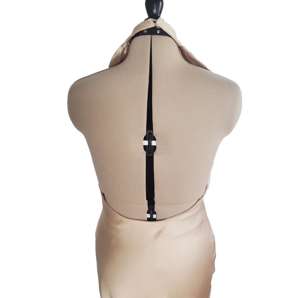 Show Me Your Mumu Women’s Maxi Dress Medium Champagne Luxe Satin Halter Backless - Picture 6 of 11